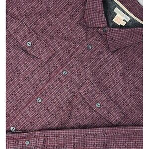 Carbon 2 Cobalt Long Sleeve Button Down Shirt Men's Large Red Gray Gingham Check